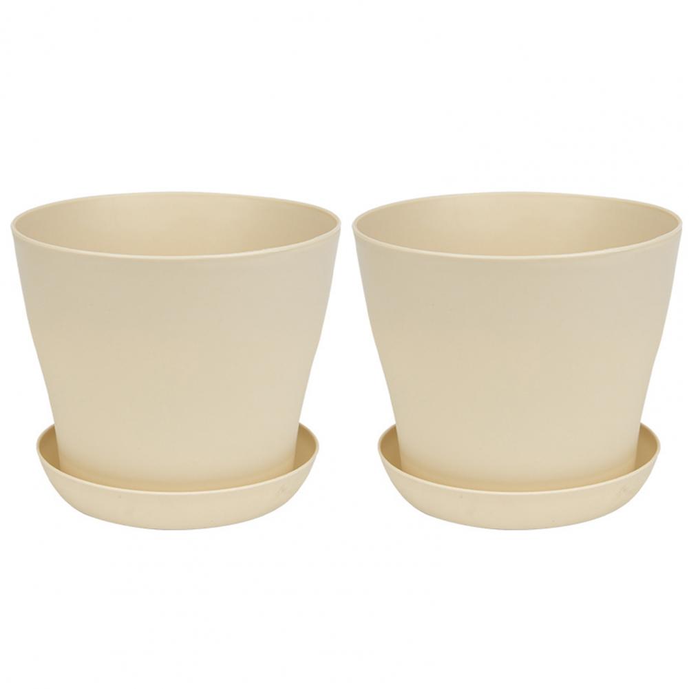 2Pcs Flower Pot Colorful Round Large Mouth PP Drainage Holes Plant Container With Saucer Lightweight Thick Nursery Pot