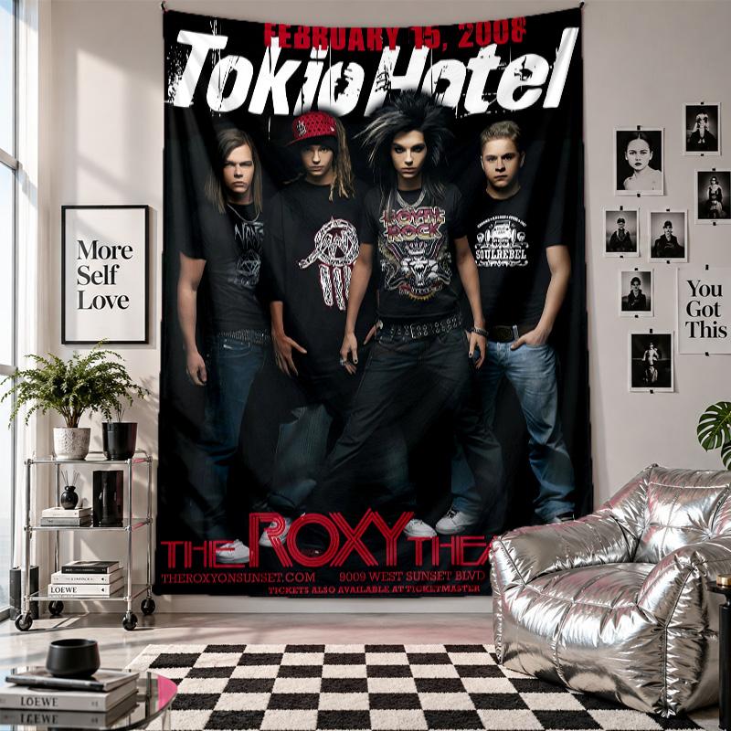 Wall TapestryTokio Hotel Art Hanging Cloth Decorative Background Cover for Room Decoration