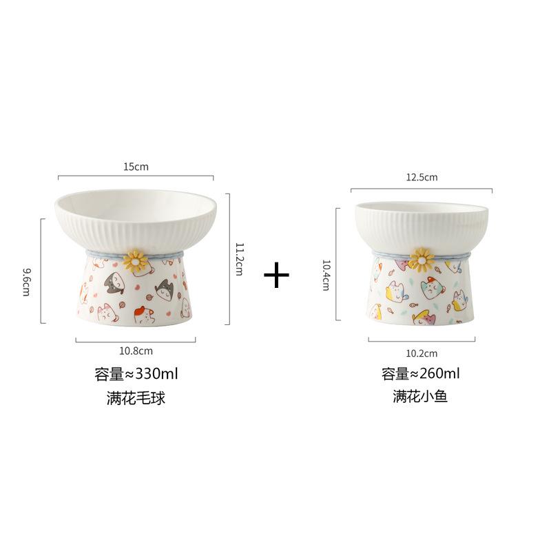 Ceramic Cat Bowl Anti Black Chin Non Spill Water Dish Pet Food Feeder for Cats and Dogs