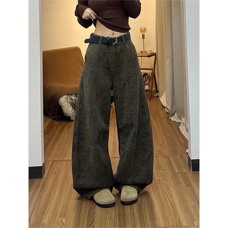 Women s 2026 Spring Retro Jacquard Wide-Leg Jeans Medium