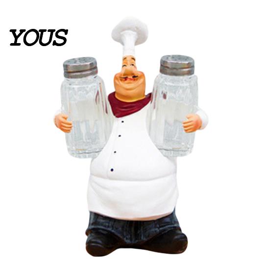 Dining Space Decoration Chef Figurine, Resin Countertop Table Decoration, Funny Statue with Blackboard Ornament Seasoning Bottle/Bottle Opener/Message