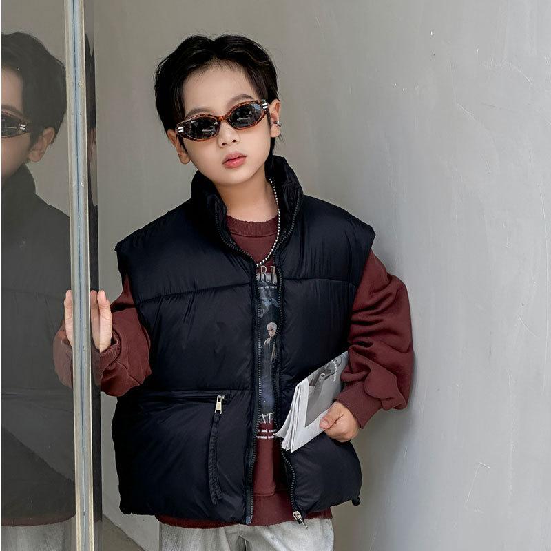 

Осінньо-зимовий дитячий пуховий бавовняний жилет для хлопчиків і дівчаток Новий дитячий одяг, великий дитячий верхній одяг Жилет 160cm чорний