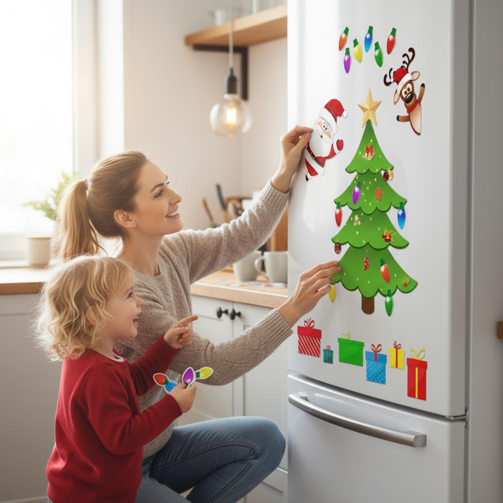 Christmas Refrigerator Magnets Xmas Tree Fridge Magnets Magnetic Christmas Tree Refrigerator Stickers for Refrigerator