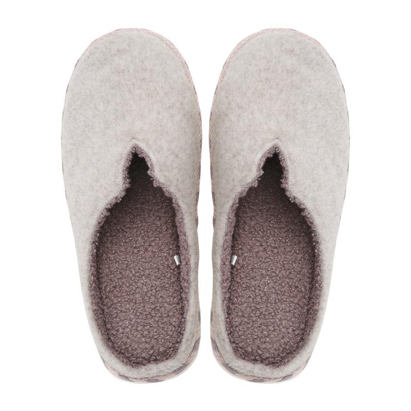 

Japanese solid color felt autumn and winter men s home cotton slippers warm plush thick bottom non-slip slippers men thickened warm M（38-39） бежевий