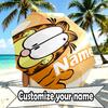 Personalisierter Garfield-Druckschirm mit individuellem Namen, Automatisches Öffnen und Schließen, Stabiler 8-Rippen-Rahmen, Für Pendeln, Camping, Wandern, Geburtstagsgeschenk