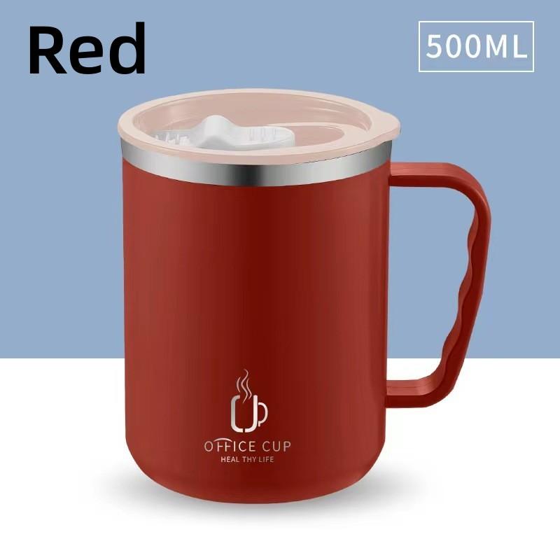 500ML Stainless Steel Mug With Lid Double Layer Coffee Milk Graduated Mouth Cup Creative Insulation Tea Mug Office Thermos Gifts