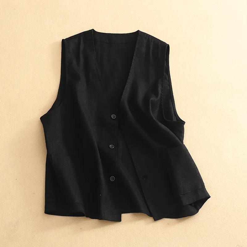Vest for Women Versatile Sleeveless Lined Vest Casual Retro Loose Sleeveless Blazer Vest Top