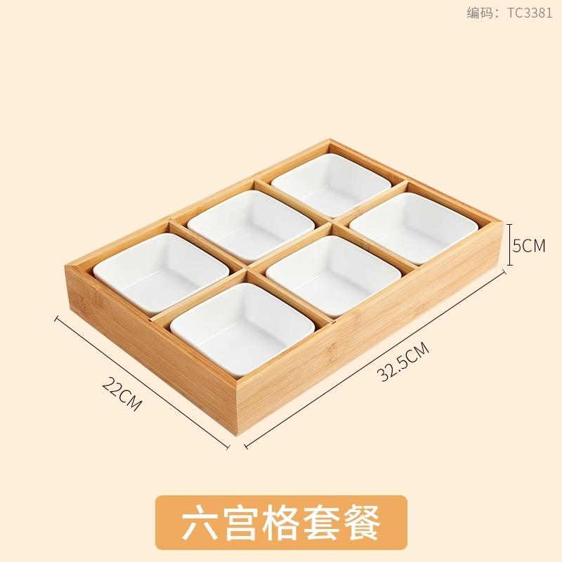 

Бамбуковая тарелка для закусок на 9 подносов, японская тарелка для суши, ресторанное блюдо для сервировки хот-пота, чайный столик, тарелка для сухофруктов
