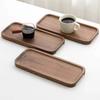 Japanese Wooden Tray Rectangular Black Walnut Solid Wood Plate Tea Cup Tray Coffee Dessert Cake Snack Plate