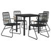 Vidaxl 5-Piece Garden Furniture Set, Black, PVC Rattan