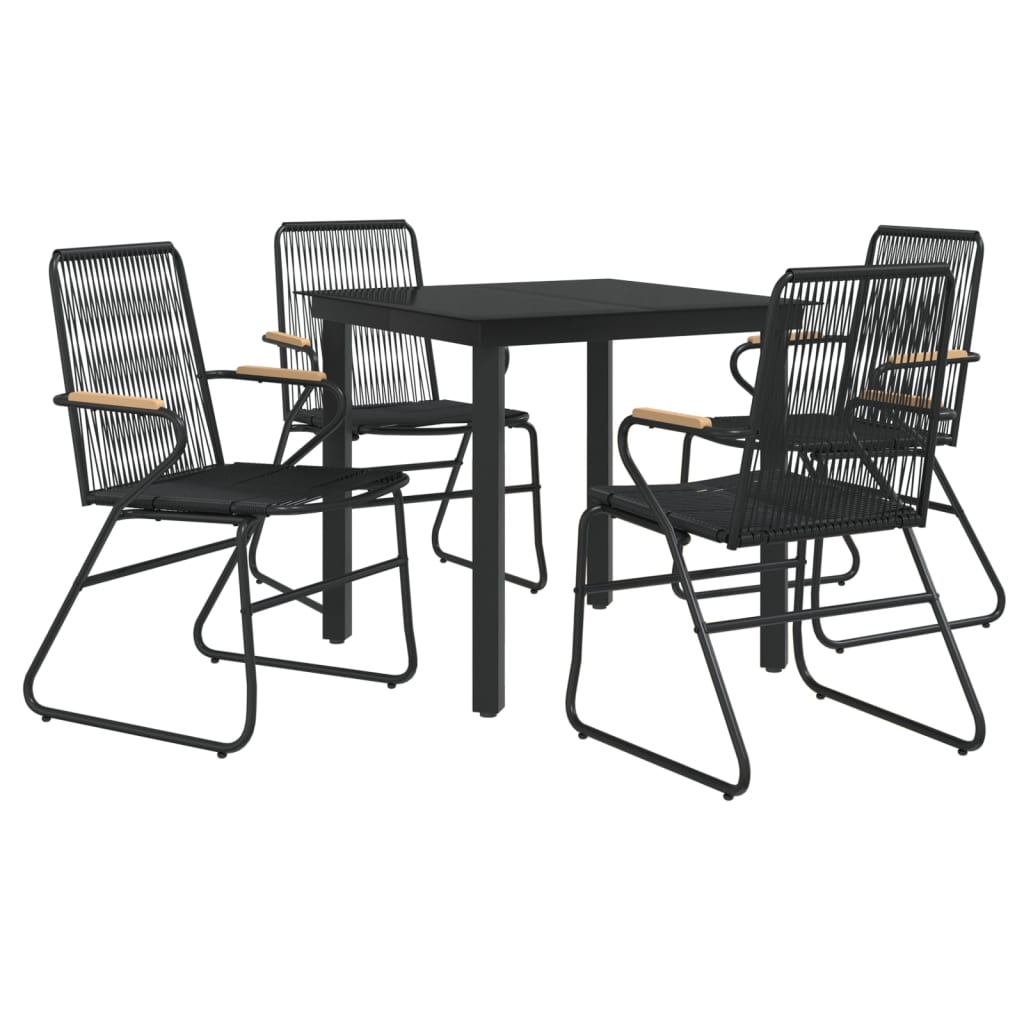 Vidaxl 5-Piece Garden Furniture Set, Black, PVC Rattan