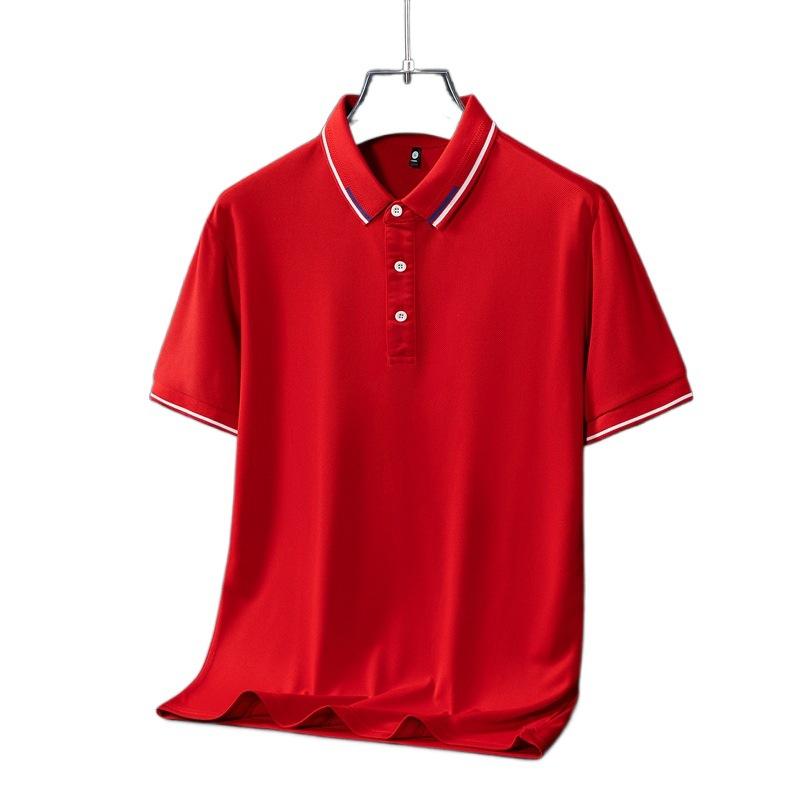 Men'S Ice Silk Polo Shirt Summer New Trend Solid Color Simple Thin Casual Short Sleeve Lapel T-Shirt Polo Shirt