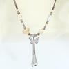 Ceramic Beaded Butterfly Pendant Necklace, Retro Ethnic Style Long Sweater Chain