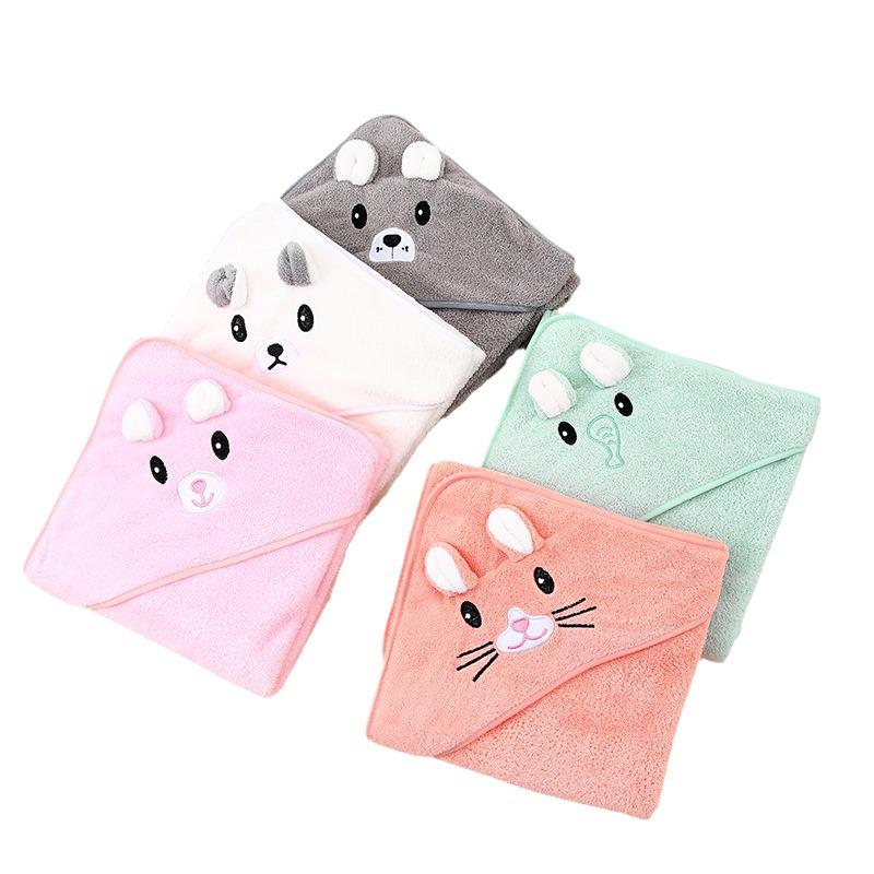 Baby Hooded Cartoon Bath Towel & Coral Fleece Swaddle Blanket