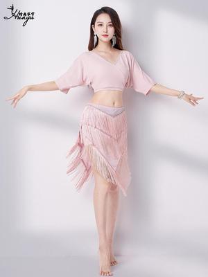 2025 Summer V-Neck Belly Dance Tassel Skirt Set - Sexy Oriental Performance Costume for Women