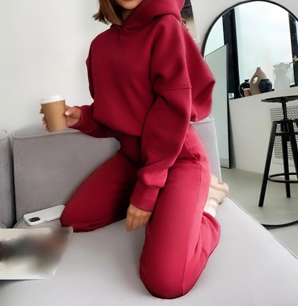 

Повседневный модный комплект свитшота с надписью S красный