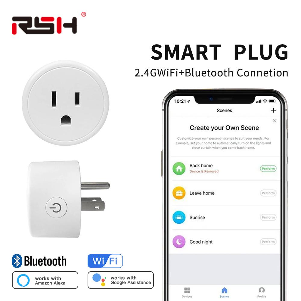 Wifi +BLE Smart Plug USA Socket Wireless Switch Smart Home App Scene Linkage Support Alexa Google Home Voice Assitant Control