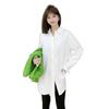 Kaka's Korean Style Sleeveless White Mid-Length Shirt with Velvet Layering for Women