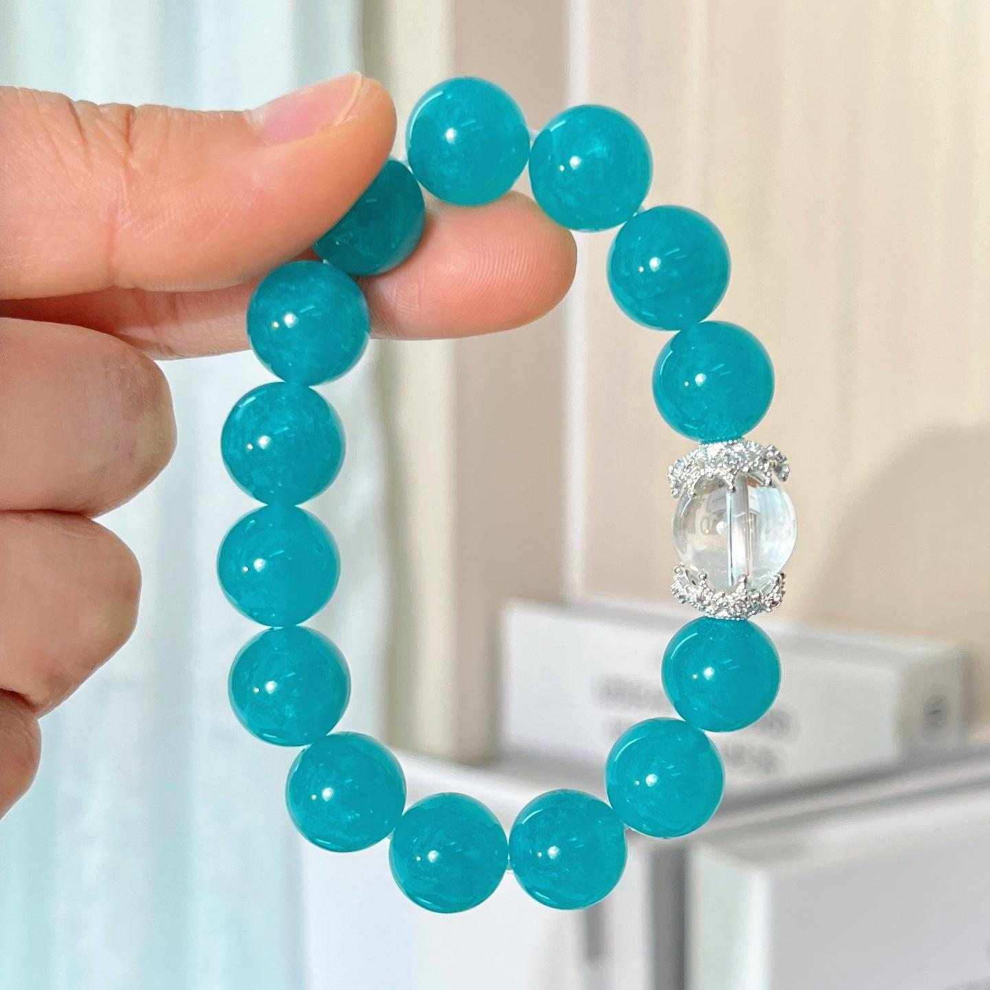 Madelan 12Mm Large Granular Tianhe Stone Color Quartz Rock Natural White Crystal Bracelet