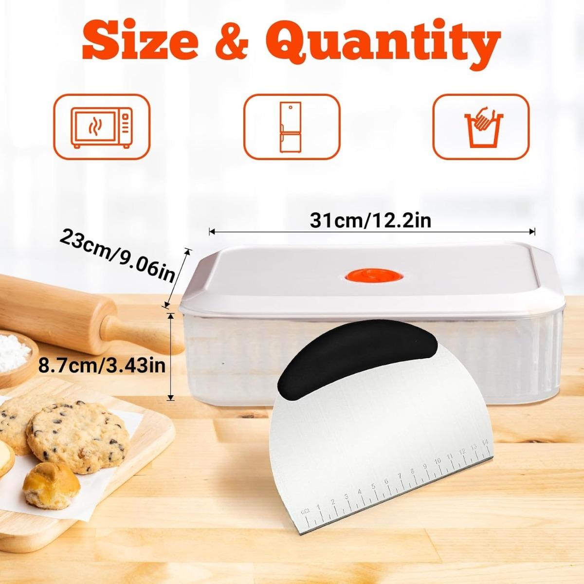 12inch Pizza Dough Proofing Box with Scraper Multifunction Stackable Pizza Dough Container for Baking Bread Cake Sourdough Use