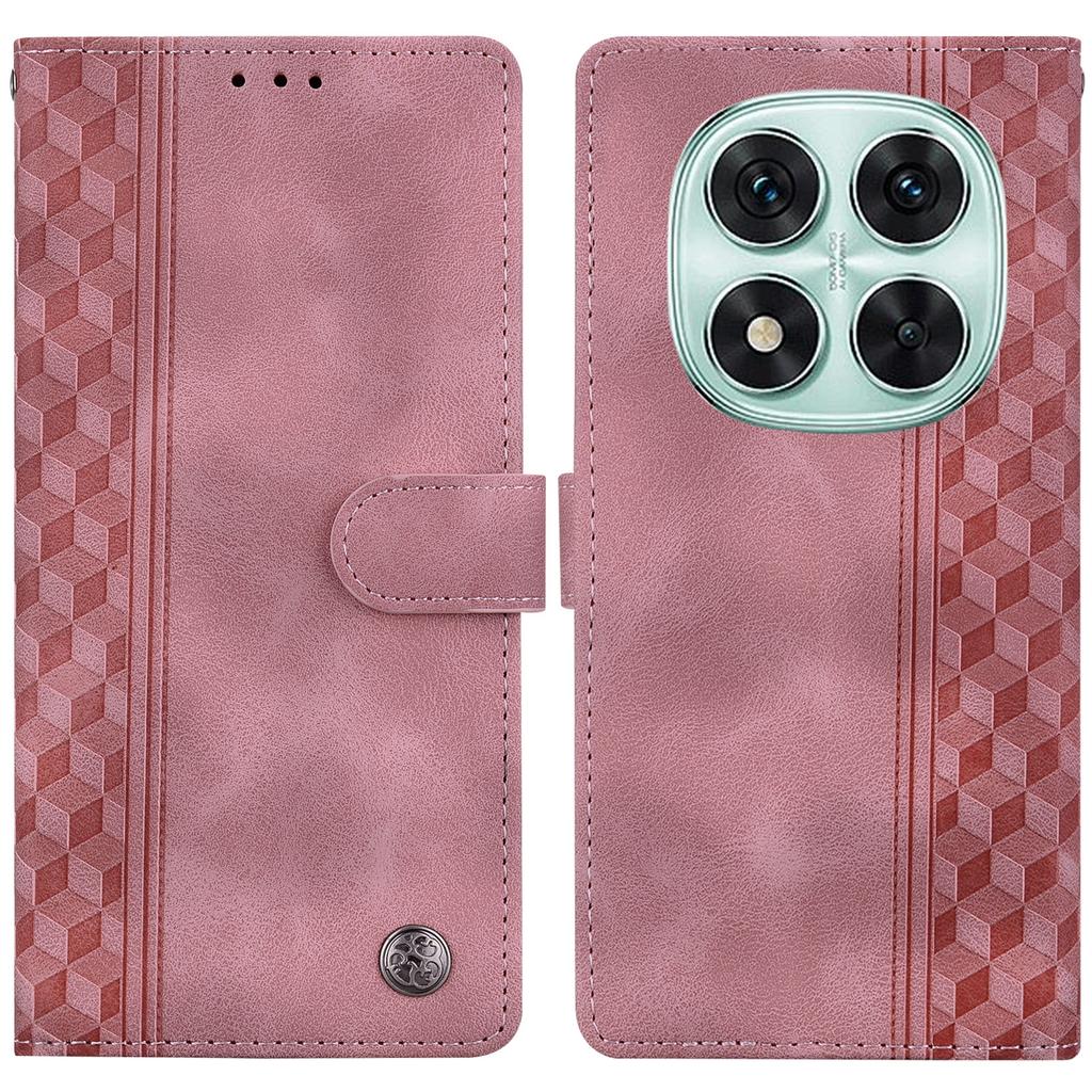 For Xiaomi Redmi Note 14 Pro 5G Leather Case Imprinted Checkered Pattern Wallet Stand Flip Phone Cover