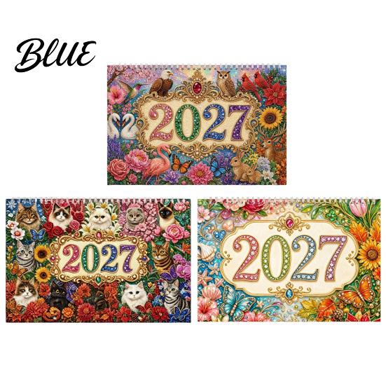 DIY Sada Kalendáře 2027 Vzor Malby Diamond Art Nástěnný Kalendář Kamínek Drahokam 12 Ručně Vyráběný Plánovač Měsíční Plánovač Led. 2026-pro. Závěsný