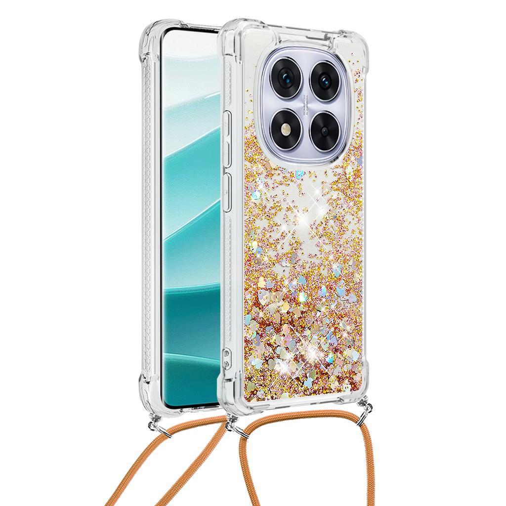 For Xiaomi Poco X7 5G/Xiaomi Redmi Note 14 Pro 5G TPU Case Quicksand Design Phone Cover with Lanyard