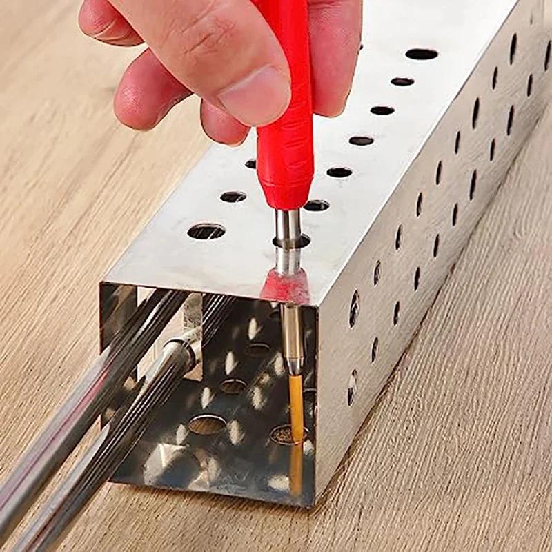 Solid Mechanical Pencil Tools Carpentry Scriber Built-in Sharpener with 6 Pen Refills Deep Hole for Woodworking Architect