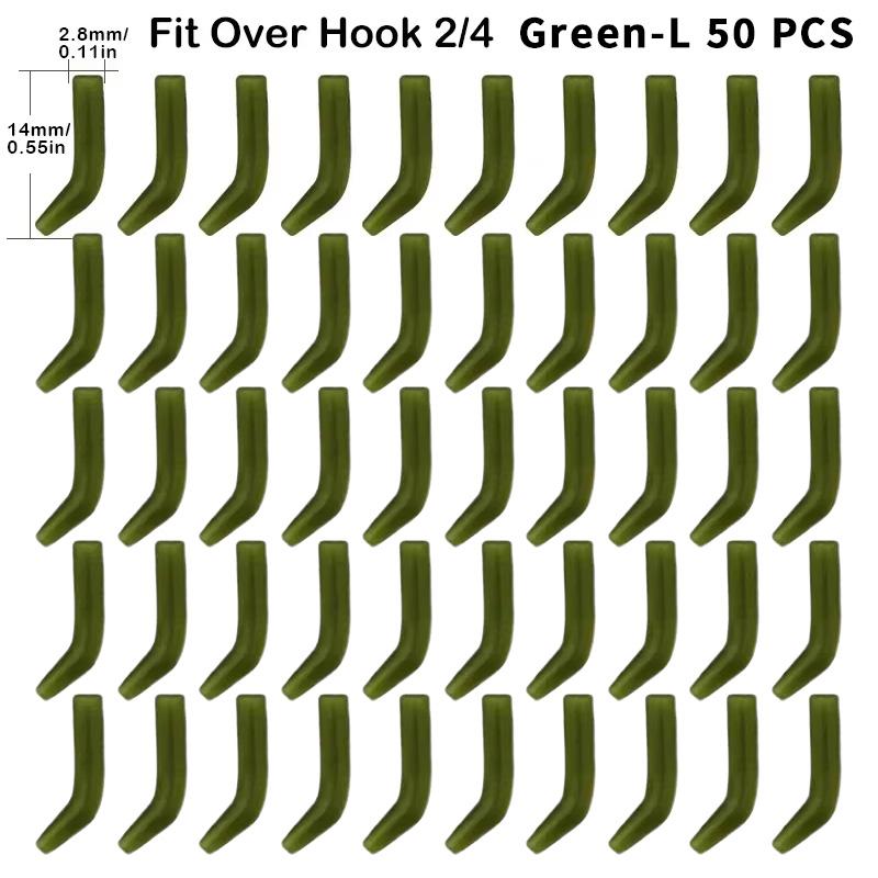 50PCS Carp Fishing Hook Kickers Anti-Tangle Hook Deflectors for Bottom Rigs Green & Brown Fishhook Sleeves