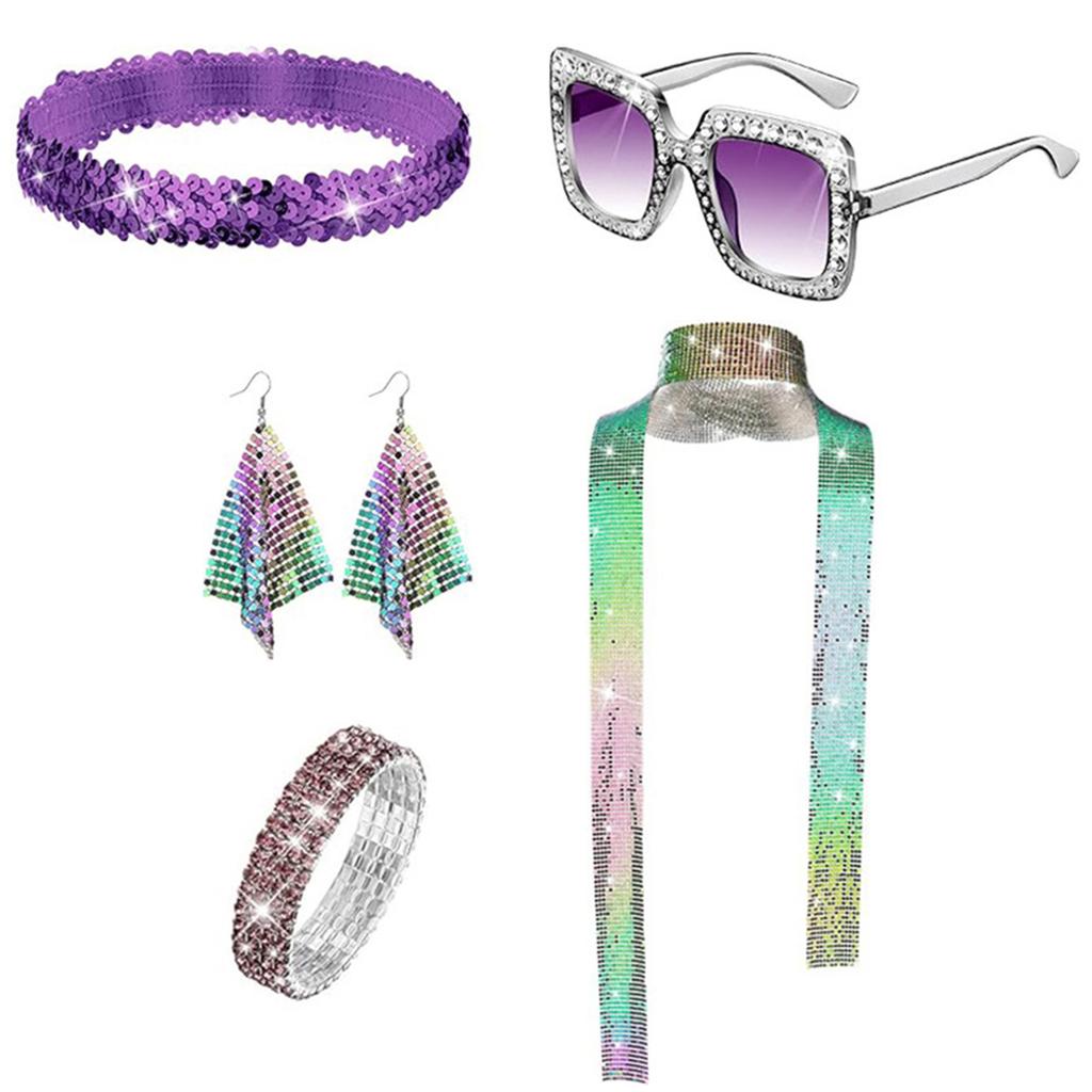 1970s Theme Party Disco Costume Set Sunglasses Earrings 70s Disco Costume Set 1970s Disco Accessories