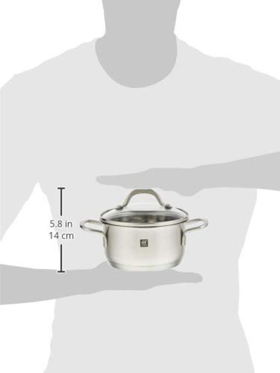 Zwilling Pico Stew Pot 14cm 1L Stainless Steel Small Pot with Glass Induction Cooktop Compatible Double-Handled Lid, 66652-140