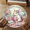 1pc Rabbit, Flowers Round Chair Mat Area Rug - Non-Slip, Floor Mat for Office, Bedroom, and Indoor Decor -1002060