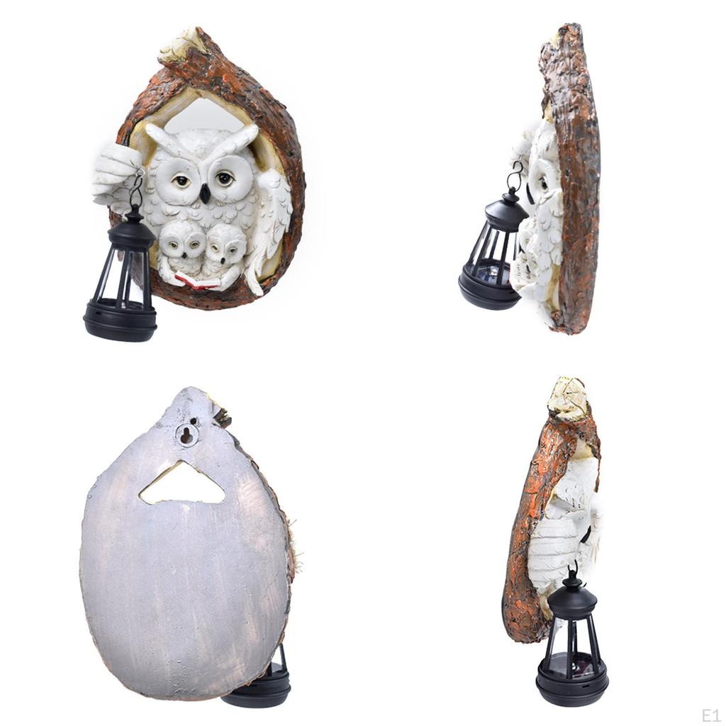Garden Owl Tree Hugger Resin Sculpture with Solar Outdoor Light Modern Landscape Lamp Gift Crafts
