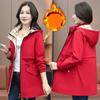 Top Casual Cálido Grueso de Otoño e Invierno para Mujer con Chaqueta Cortavientos de Felpa de Largo Medio
