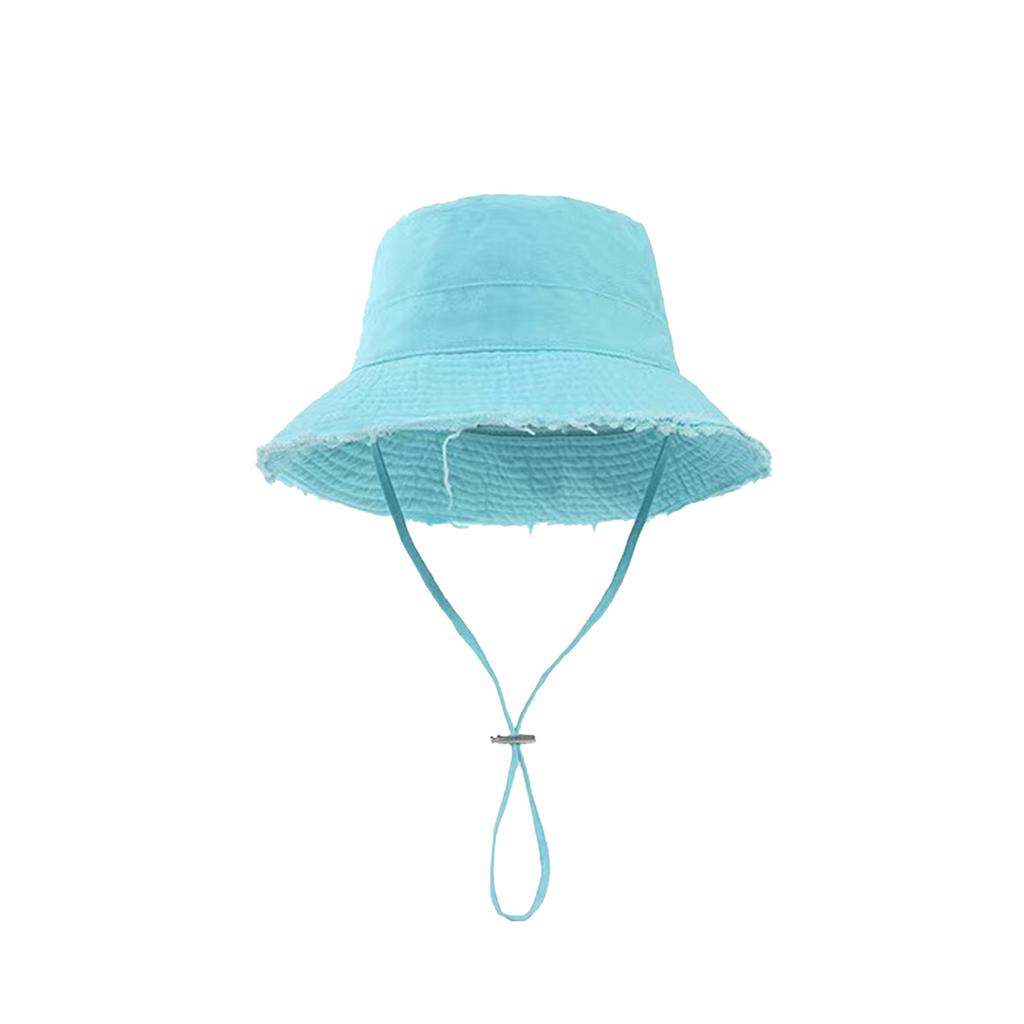 Distressed Wide Brim Bucket Hat For Women Outdoor Beach Travel Adjustable Drawstring Sun Protective Fisherman Hat