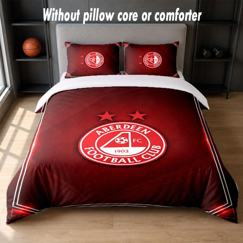 Aberdeen FC Design Bed Bedding Set 1 Duvet Cover + 2 Pillowcases Soft Breathable Household Bed Linens