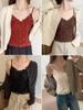 Herbst/Winter Französische Spitze Mit Stäbchen Verstärkte Rückseite Camisole - Warmes, Sexy Girly Basisschicht Top
