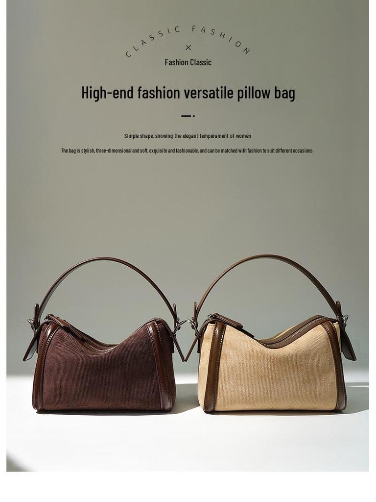 2025 Simple Textured Cowhide Boston Crossbody Bag with Niche Design