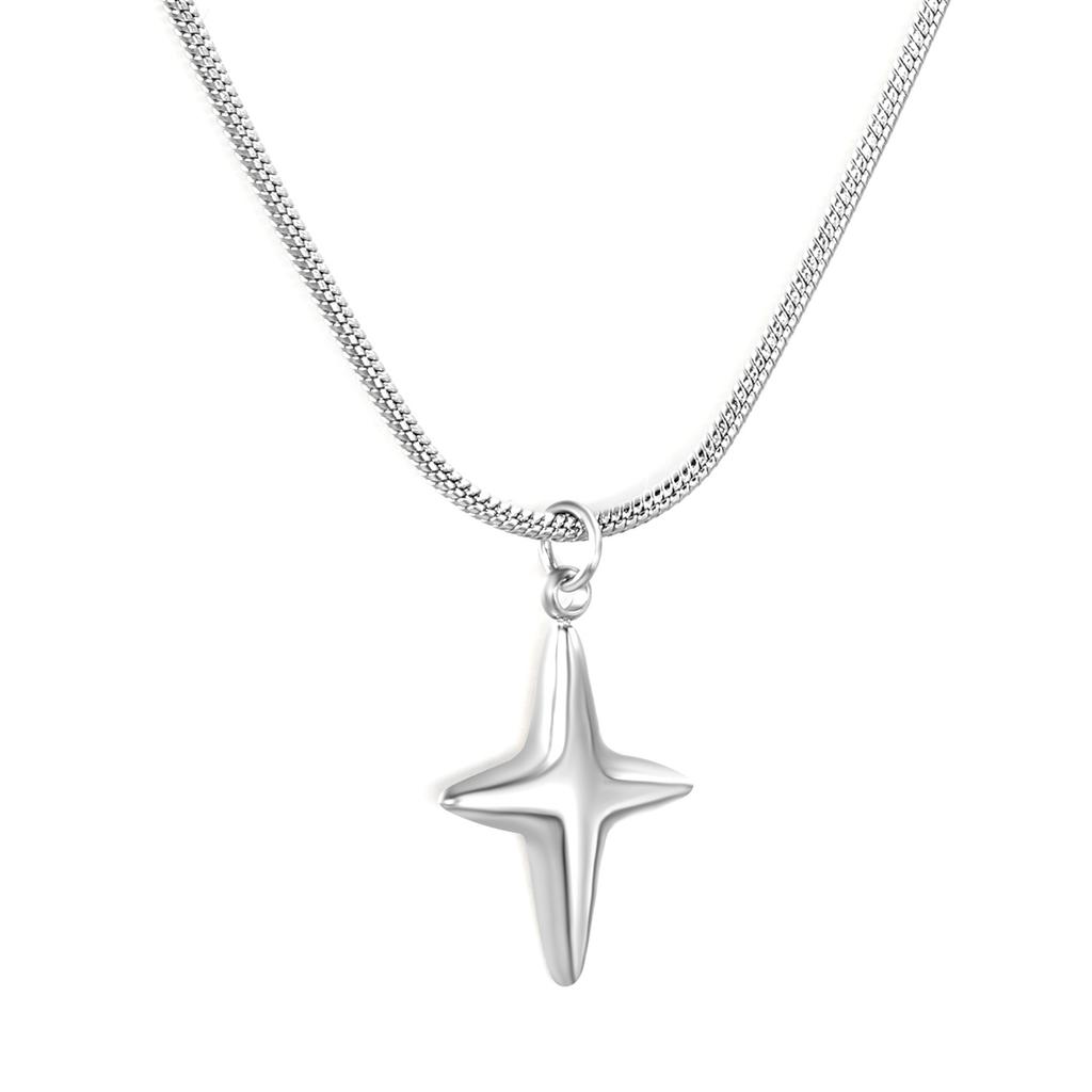 Simple Stainless Steel Little Star Pendant Necklace Women's Accessories Versatile Personality Sweet and Cool Tetragonal Star Collarbone Chain