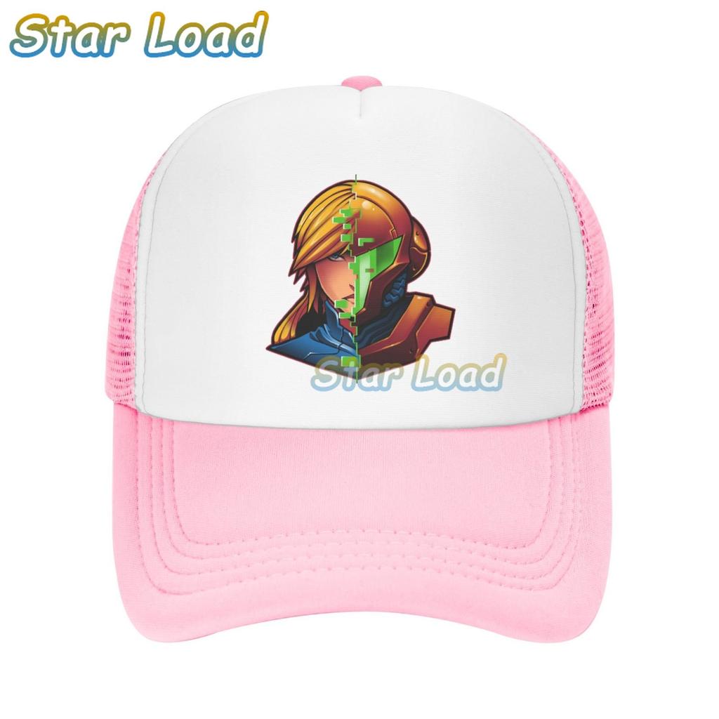 Fashion Cool Baseball Caps Trucker Hats Cowboy Peaked Cap Supre Metroid Logo Samus Action Game Sun Shade Hats for Game Lover