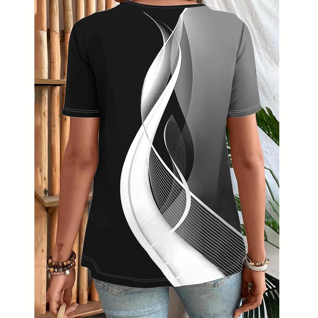 Damen Sommermode Reißverschluss Kurzarm T-Shirt Übergröße