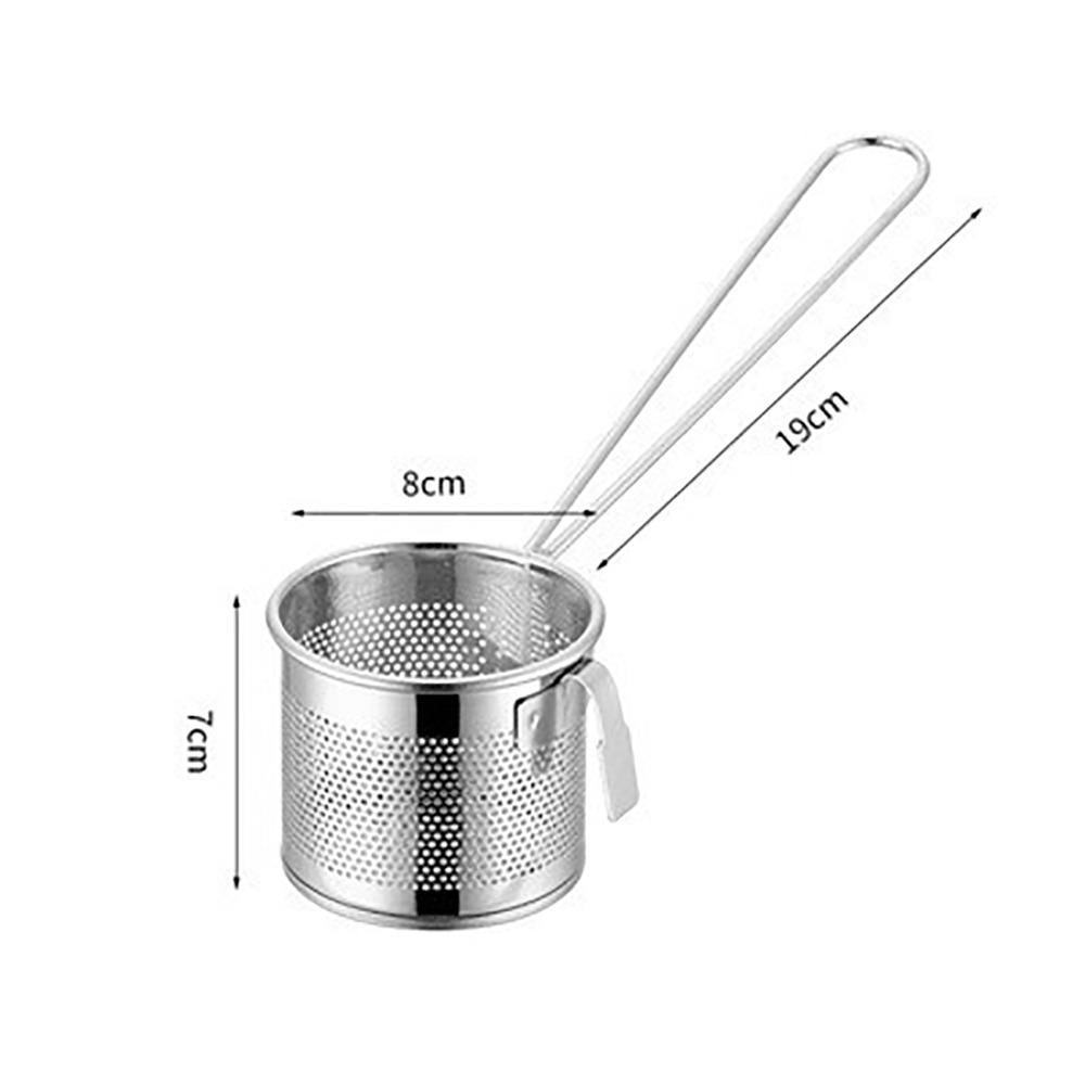 with Hook&Handle Deep Frying Basket Silver Hotpot Strainer Mesh Hangable Colander Kitchen