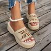 Wedge Heel Height-increasing Shoes One-shoulder Slippers Fish-mouth Beach Slippers Casual Sandals