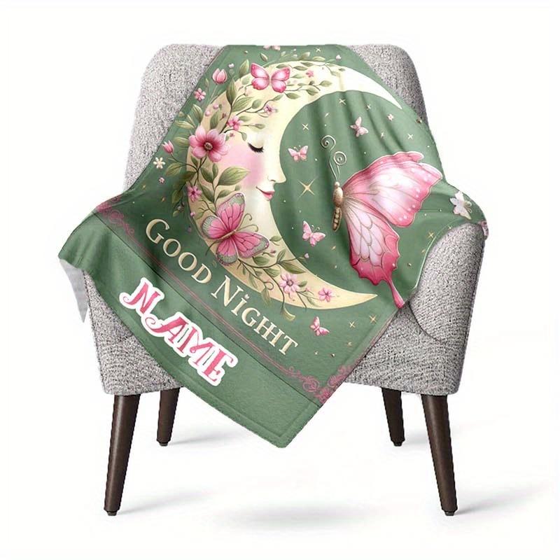 Deer Under The Moon Customize Your Name Blanket Used For Chair Office Sofa Bed Camping Soft And Warm Giving Friends And Relatives Birthday Graduation