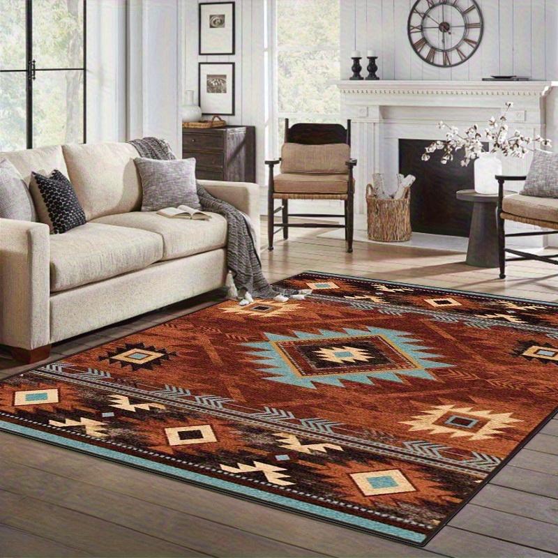 Large Southwest Area Mat Non Slip Backing Machine Washable Indoor Outdoor Mat Brown Beige Blue Black for Home Balcony Patio