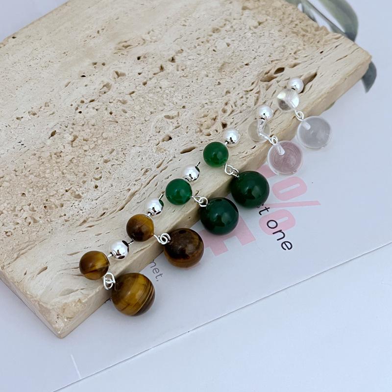 

Elegant Tiger Eye & White Ball Earrings: Light Luxury Niche Design.