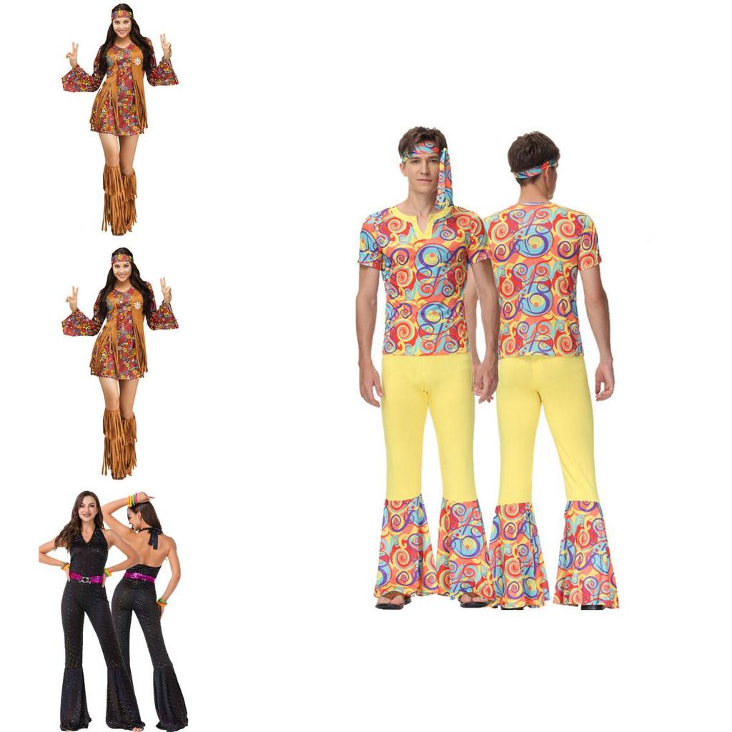 Retro 70s Disco Hiphop Kostým Set Nezbytnost Pro Disco Párty