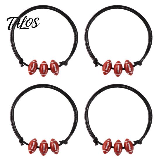 Durable Braided Rope Accessory 4 Pcs Sports Balls Bracelets, Adjustable String Bracelet, Unisex Athletic Wristband Handmade Woven Cord Team