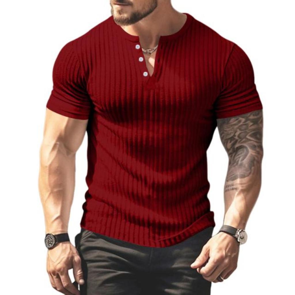 Color Men's New Summer Short Sleeve Shirt Casual Knit T-shirt