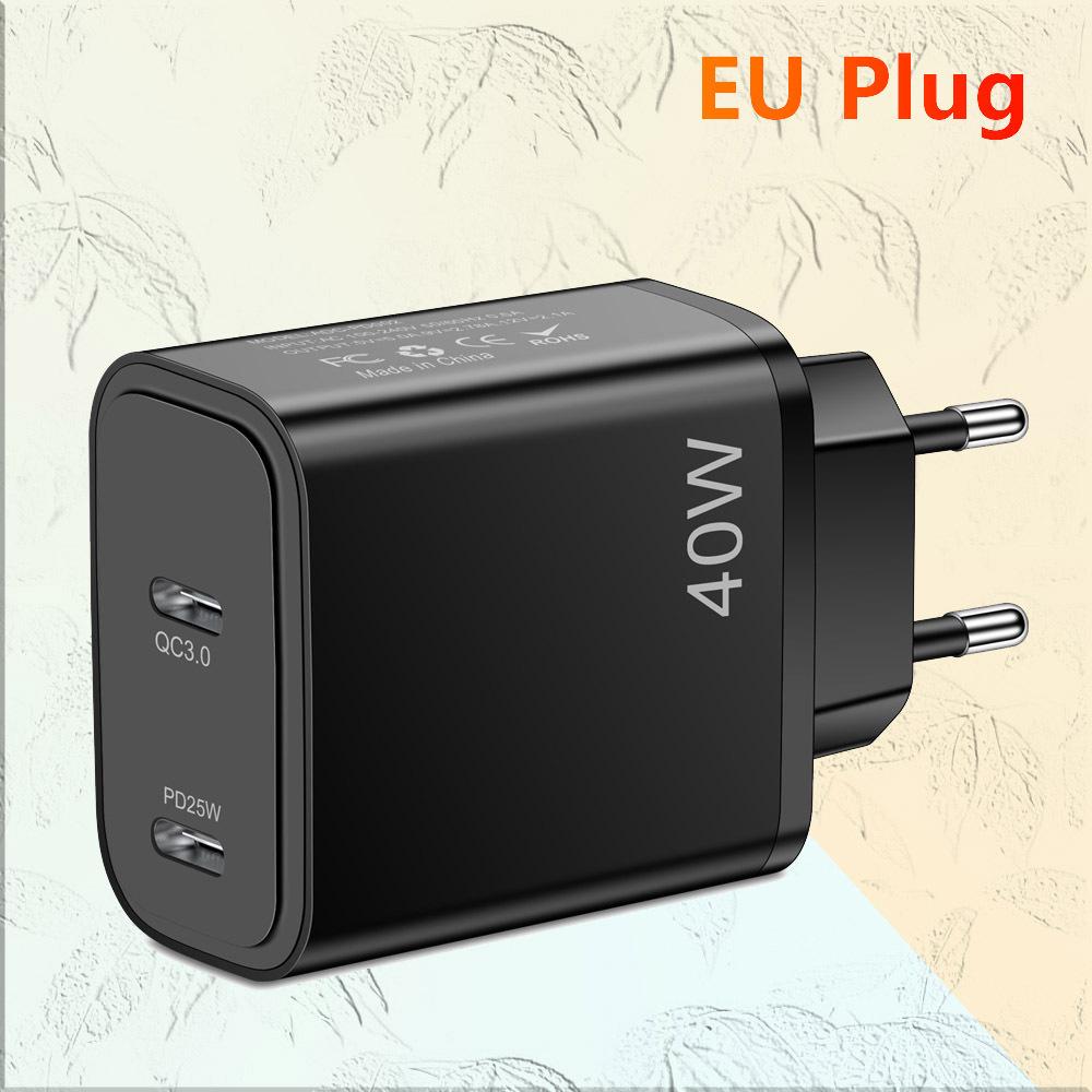 40W Dual PD Type-C Fast Charger for Mobile Phones - Travel-Friendly Charger Head